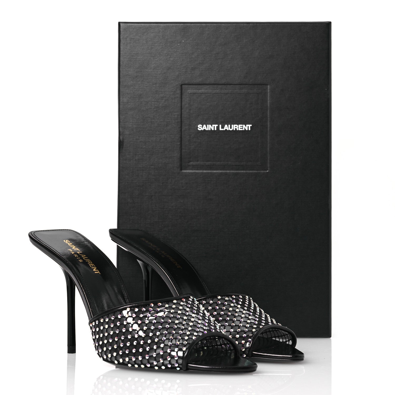 Saint Laurent Mesh Strass Giqua 95 Mule Sandals 39 Black 12 of 12