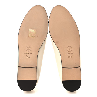 Chanel Lambskin Cap Toe CC Ballerina Flats 36.5 White Black 6 of 9