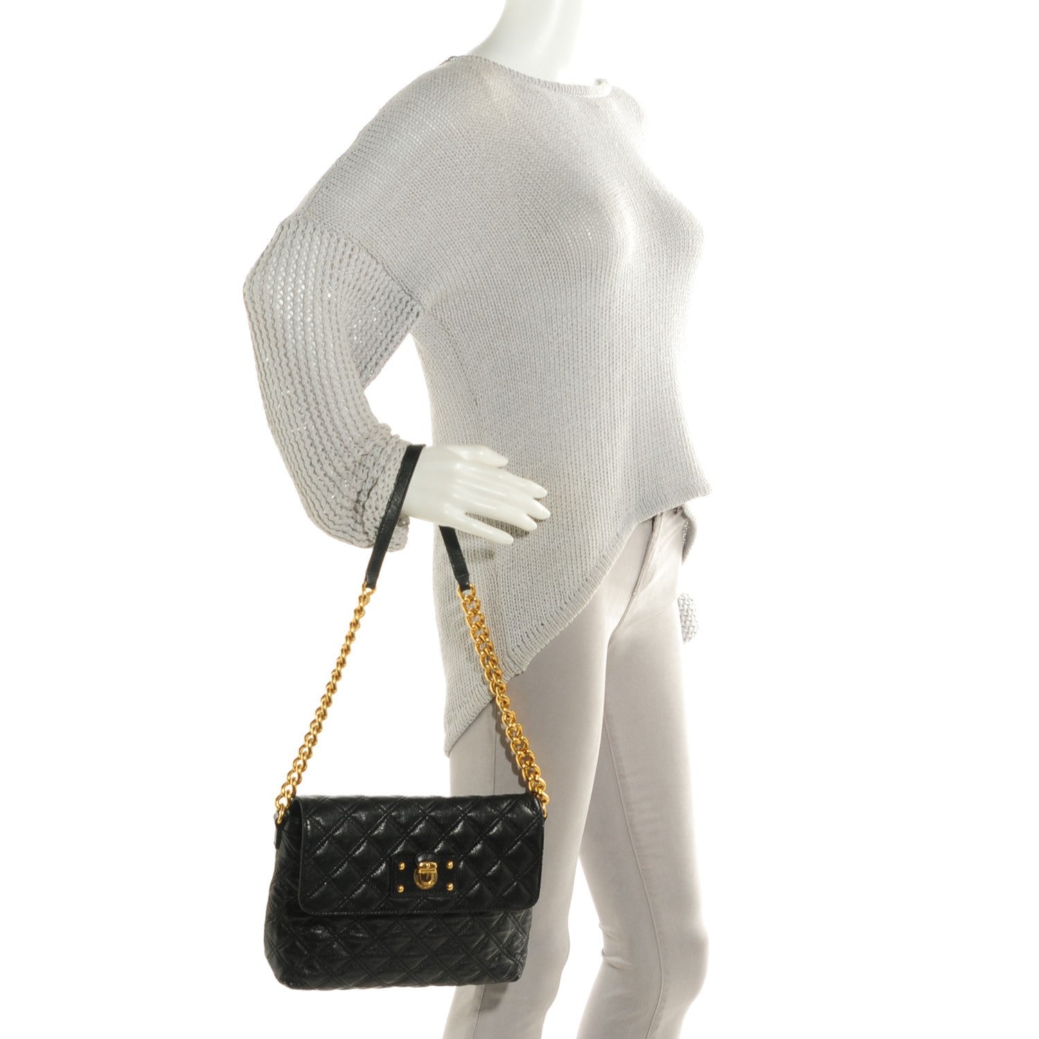 Marc Jacobs Lacquered Leather The Large Single Flap Black 2 of 7