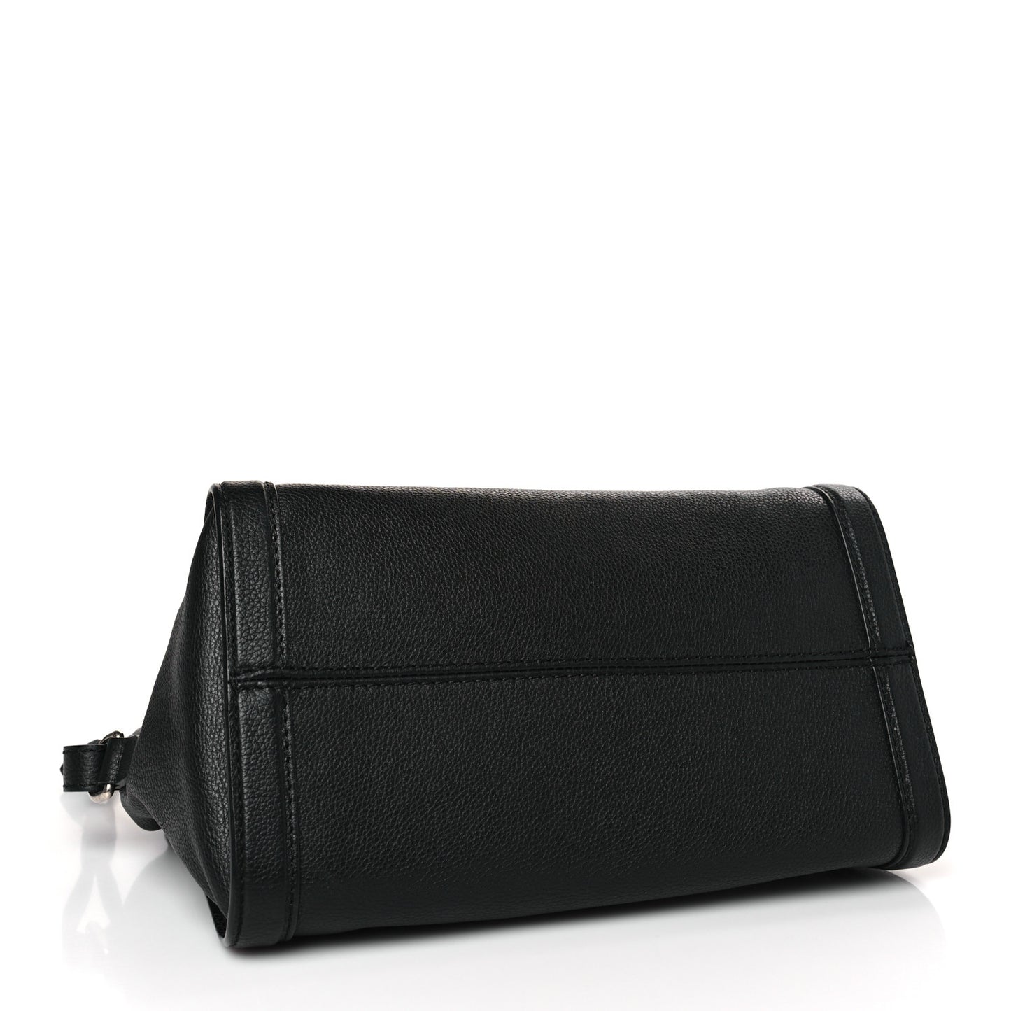 Pebbled Calfskin Small Skull Padlock Zip Around Tote Black