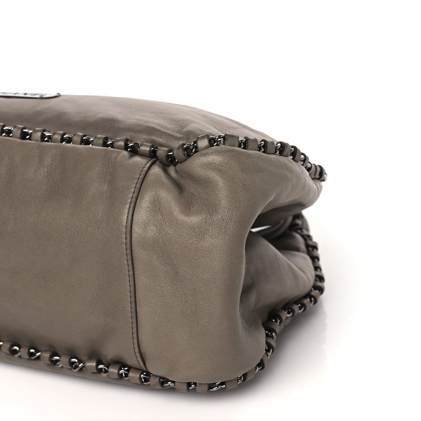 Lambskin Chain Hobo Grey