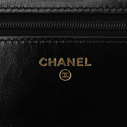 Chanel Shiny Calfskin Quilted Wallet On Chain WOC Black 6 of 11