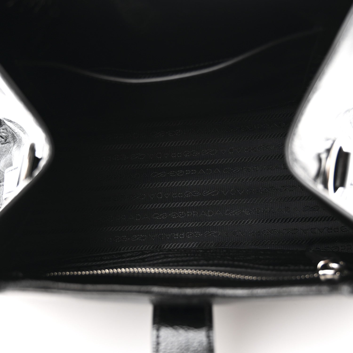 Prada Glossy Calfskin Medium Tote Bag Black 5 of 10