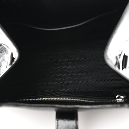 Prada Glossy Calfskin Medium Tote Bag Black 5 of 10