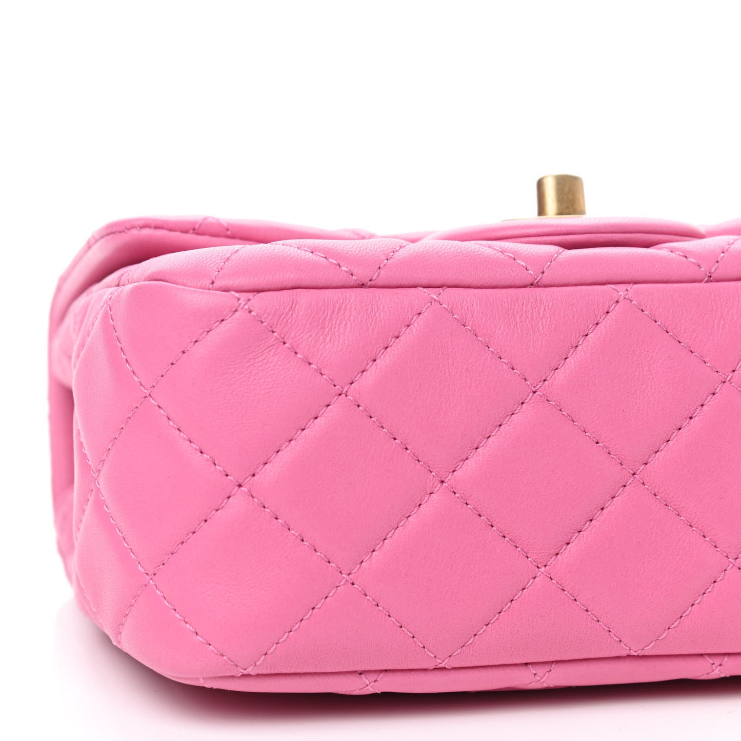 Lambskin Quilted Mini Pearl Crush Flap Pink