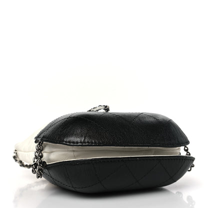 Chanel Aged Calfskin Quilted Small Gabrielle Bucket White Black 4 of 10
