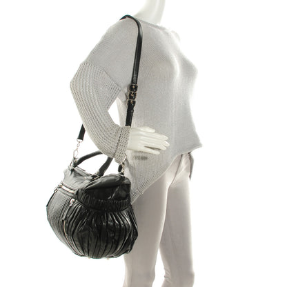 Miu Miu Nappa Plisse Zip Satchel Black 2 of 7