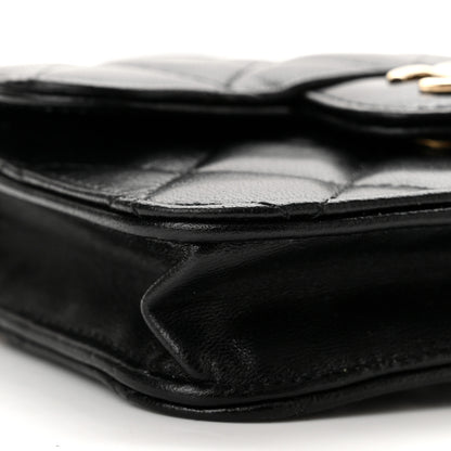 Chanel Lambskin Quilted Top Handle Flap Coin Purse With Chain Black 10 of 13