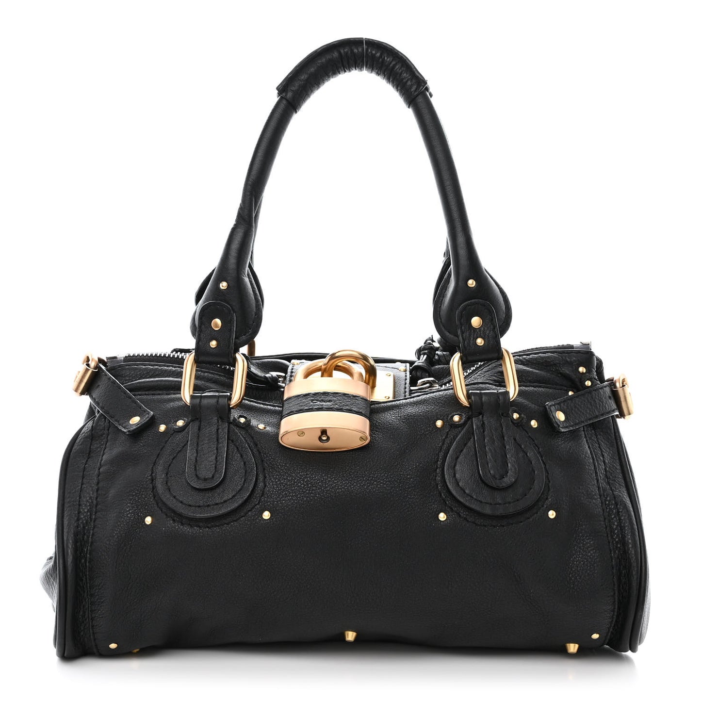 Leather Medium Paddington Satchel Black