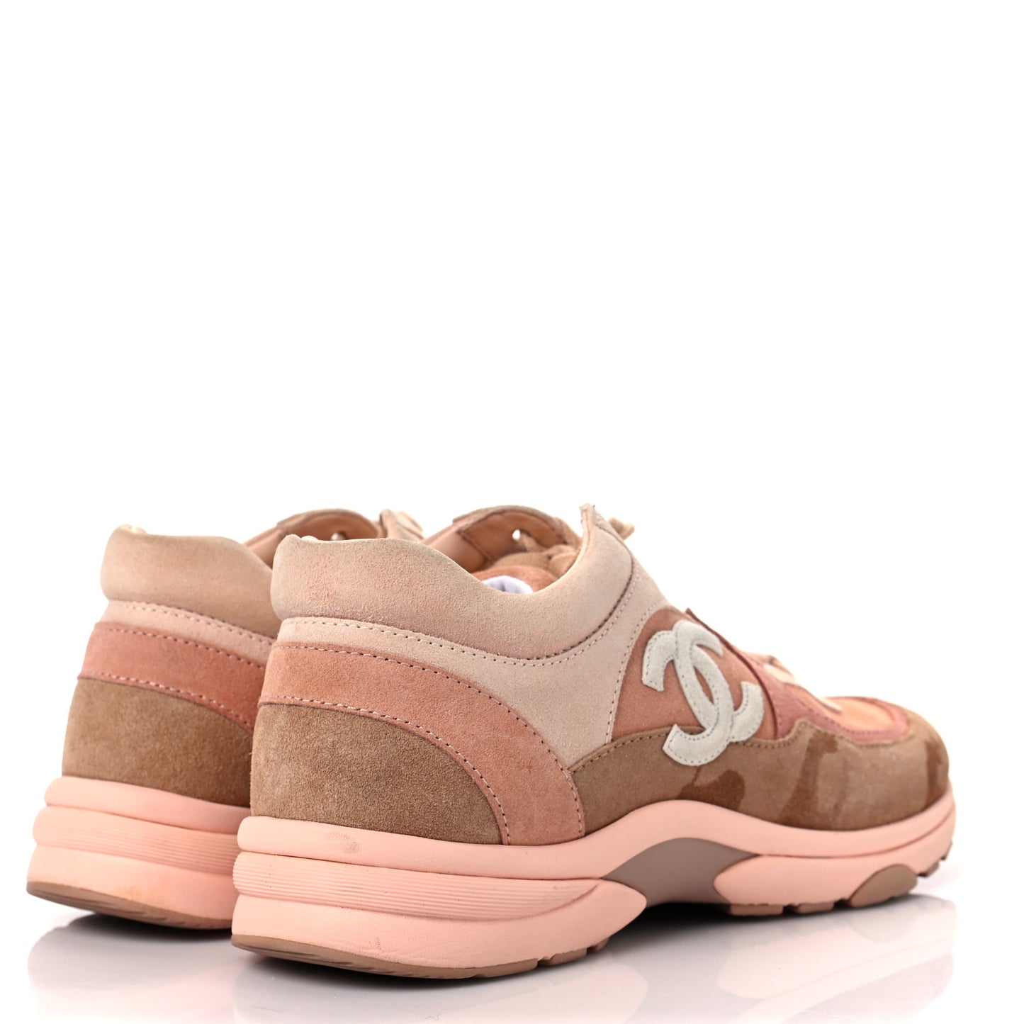 Nylon Lambskin Suede Calfskin CC Sneakers 39 Pink