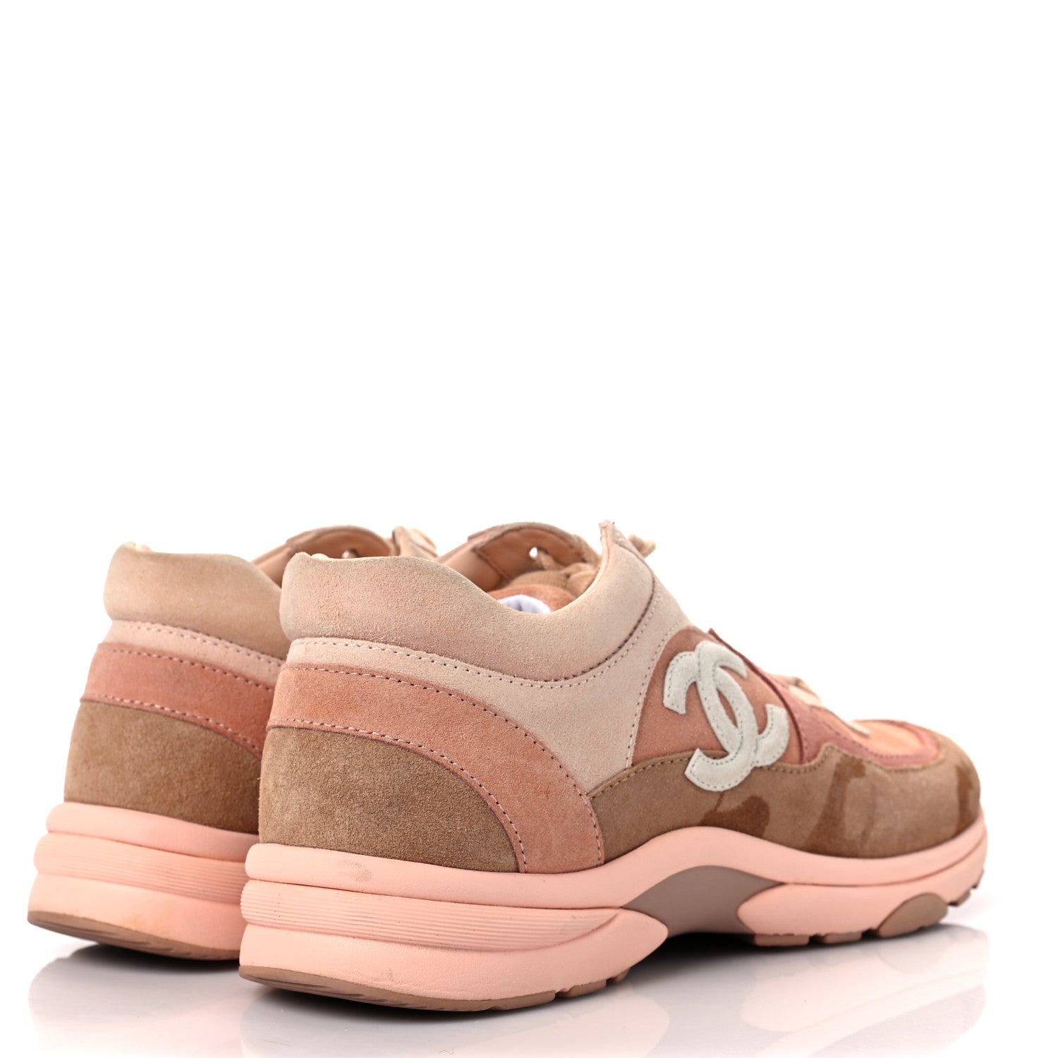 Chanel Nylon Lambskin Suede Calfskin CC Sneakers 39 Pink 4 of 8