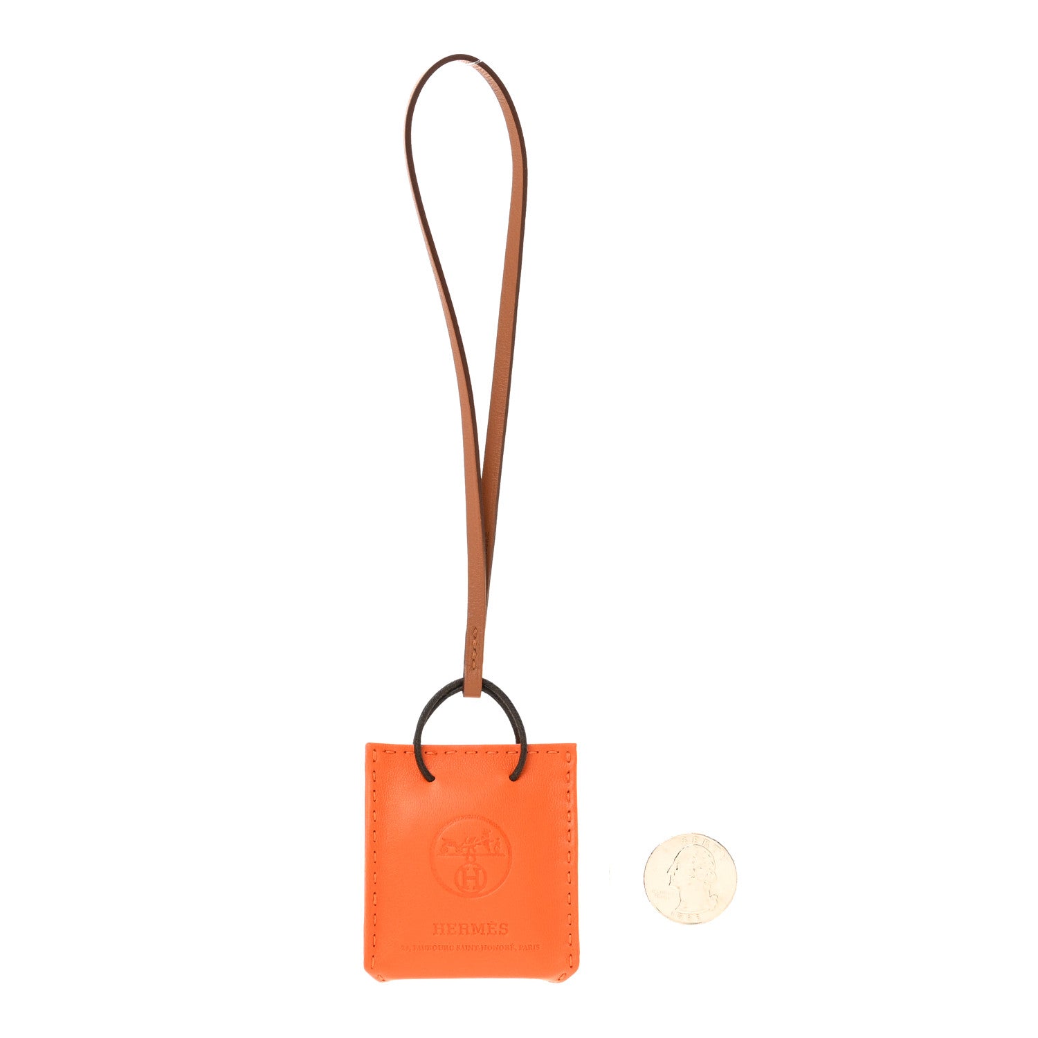 Hermes Milo Lambskin Swift Shopping Bag Charm Feu Gold 2 of 4