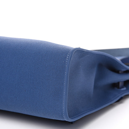Hermes Vache Hunter Toile Militaire Herbag Zip 31 PM Bleu Brighton Bleu Saphir 9 of 10