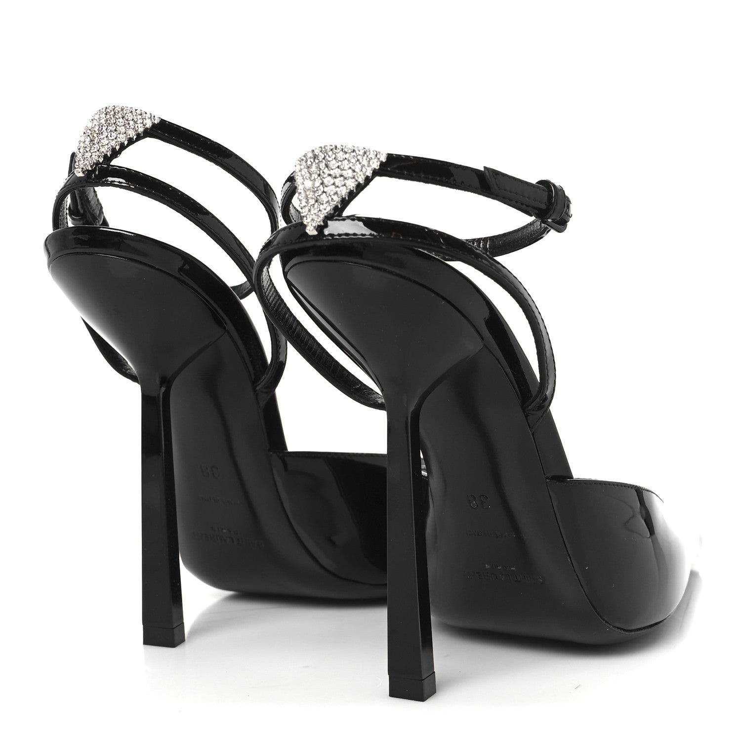 Saint Laurent Patent Calfskin Crystal Anouk Pumps 38 Black 5 of 10