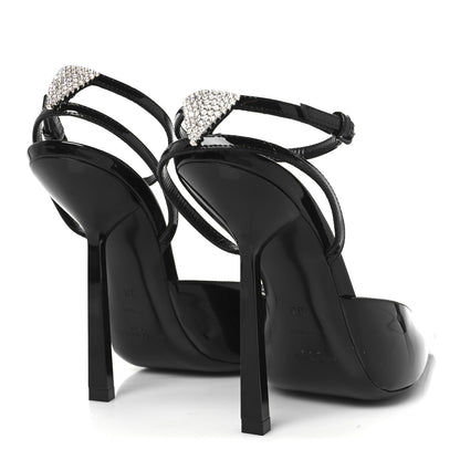 Saint Laurent Patent Calfskin Crystal Anouk Pumps 38 Black 5 of 10