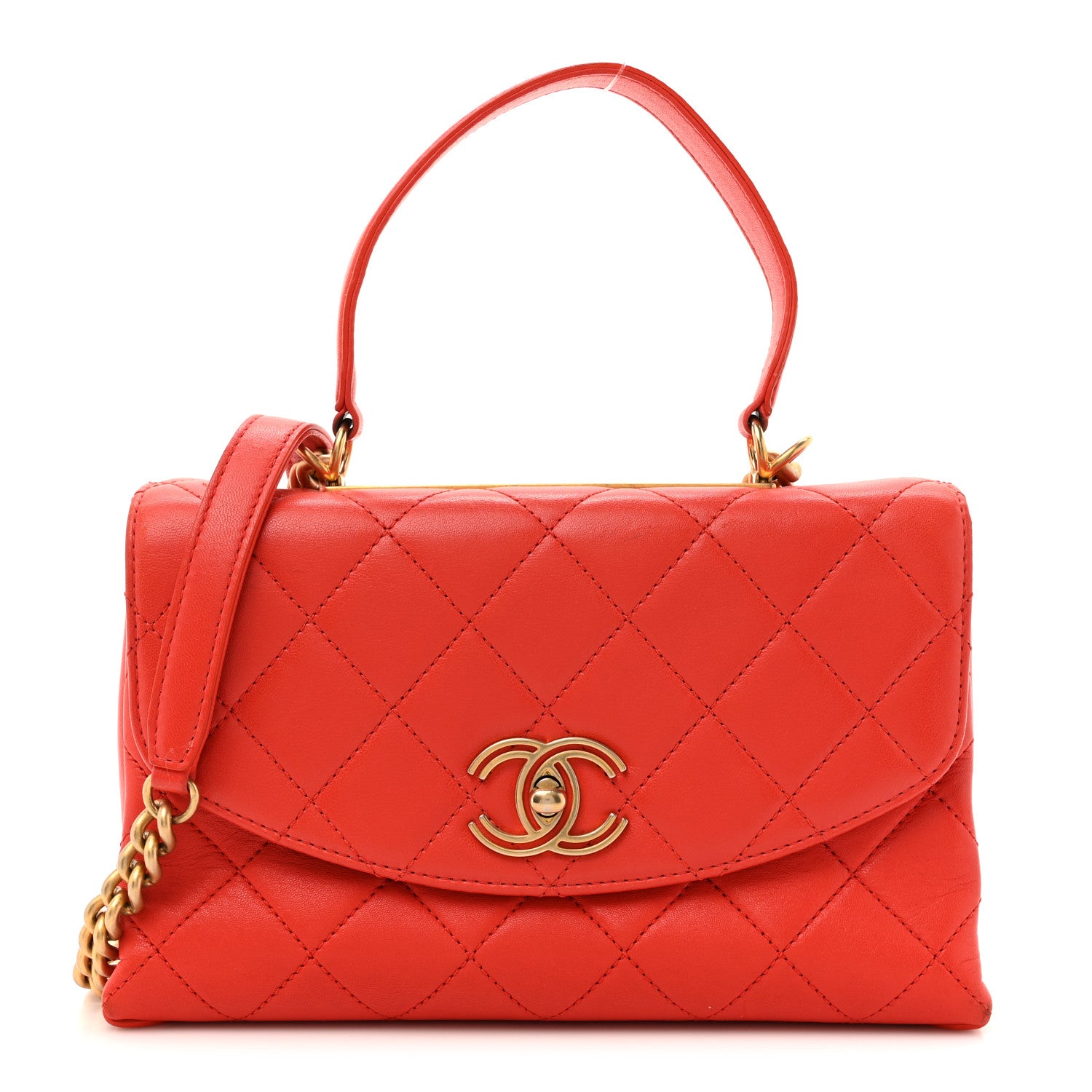 Chanel Lambskin Quilted Medium Trendy Spirit Top Handle Bag Orange 1 of 17