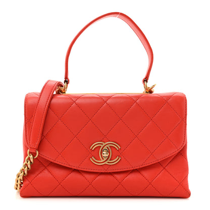Chanel Lambskin Quilted Medium Trendy Spirit Top Handle Bag Orange 1 of 17