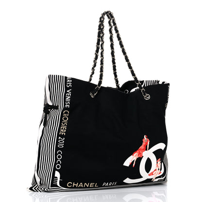 Chanel Canvas CC Paris Venice Bon Bon Tote Black White 3 of 11