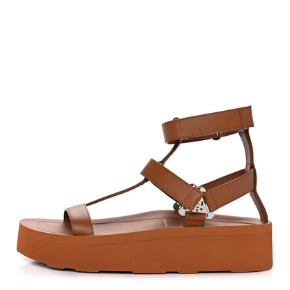 Hermes Calfskin Womens Enid Sandals 38 Gold 1 of 9