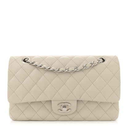 Chanel Lambskin Quilted Medium Double Flap Light Grey 1 of 13