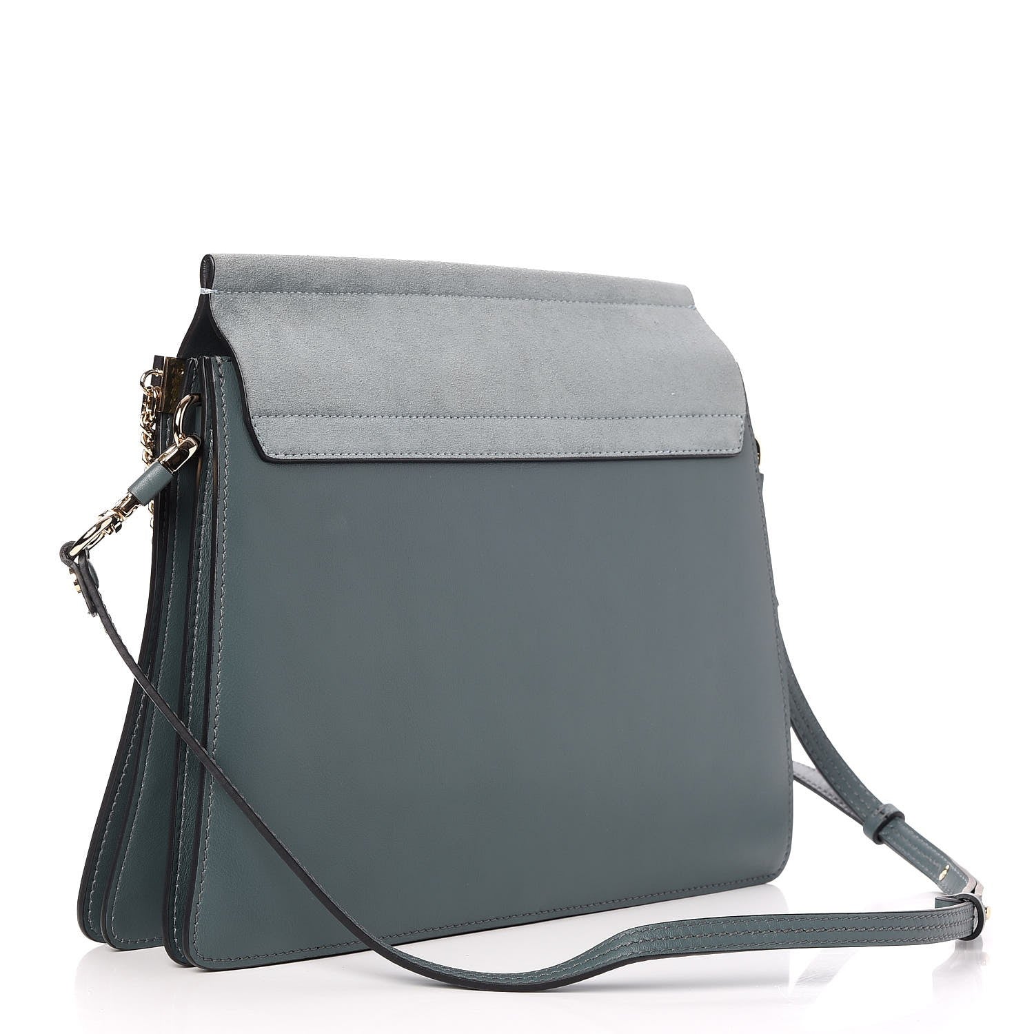 Chloe Suede Calfskin Medium Faye Shoulder Bag Cloudy Blue 3 of 6