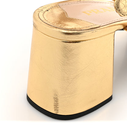 Prada Metallic Calfskin Slingback Pumps 38 Gold 13 of 13