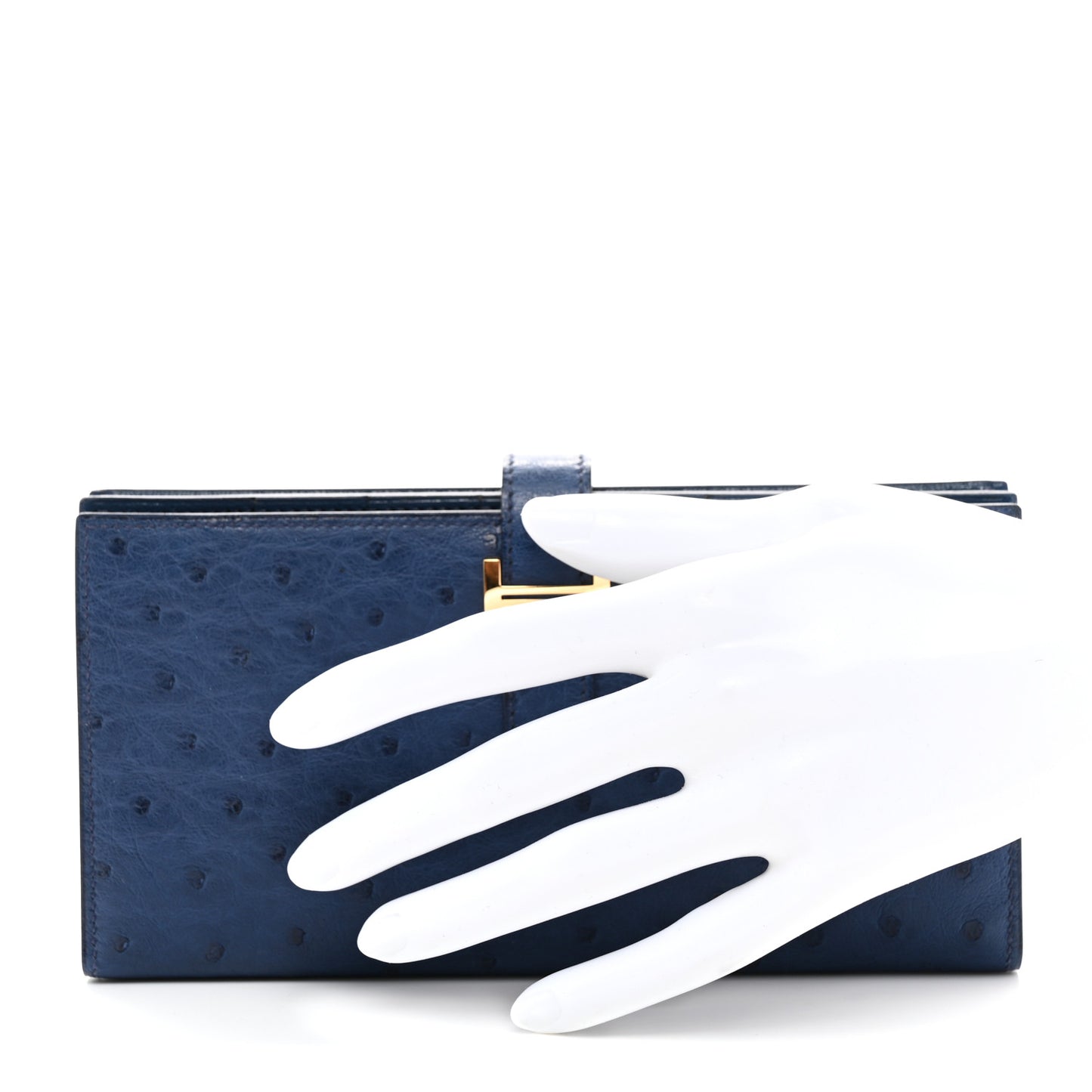 Ostrich Bearn Wallet Bleu Indigo
