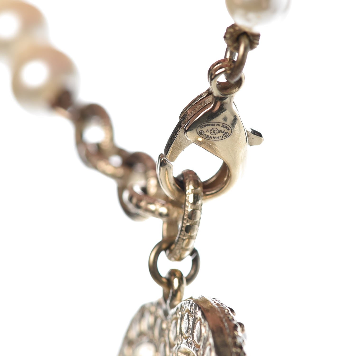 Chanel Pearl Crystal CC Bracelet Gold 5 of 6
