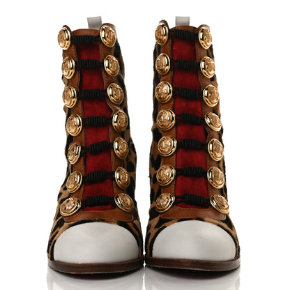 Christian Louboutin Calf Hair Leopard Print Who Dances 85 Ankle Boots 37.5 Gold Fauve 2 of 12