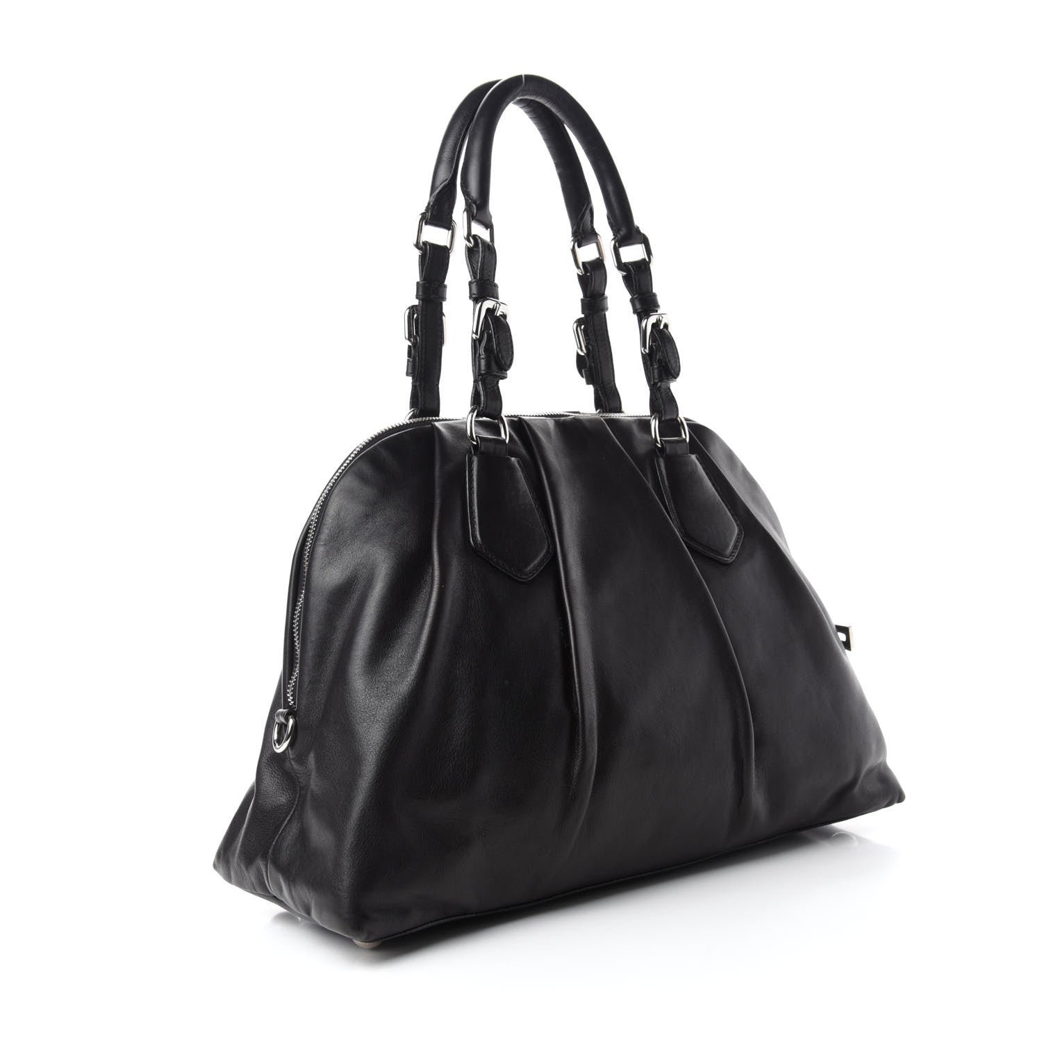 Prada Soft Calf Dome Sachel Black 3 of 11