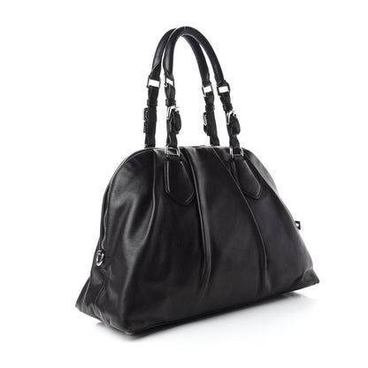 Prada Soft Calf Dome Sachel Black 3 of 11