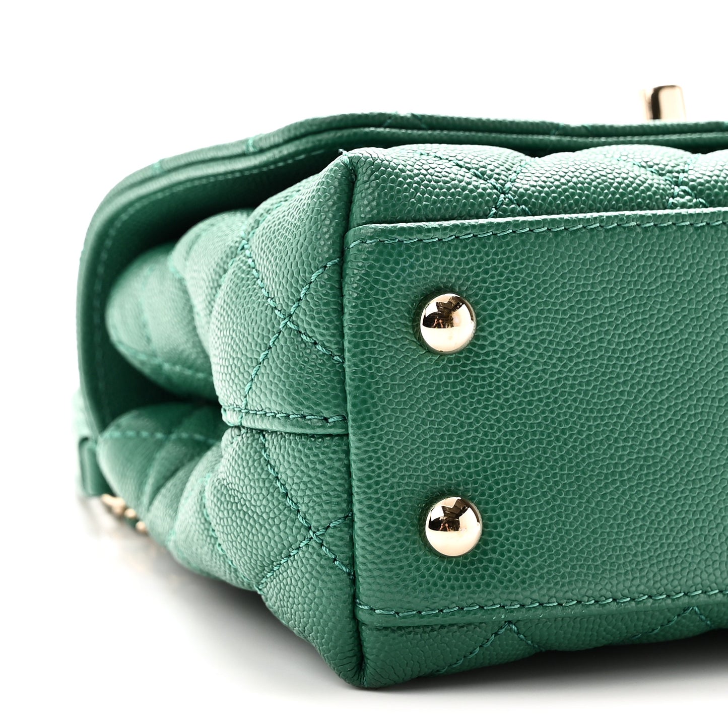 Caviar Quilted Extra Mini Coco Handle Flap Green
