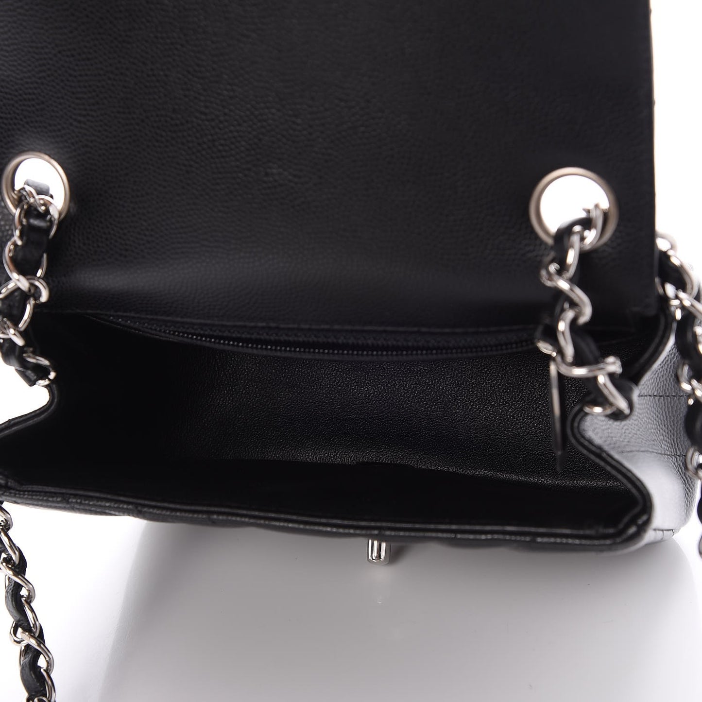Caviar Chevron Quilted Mini Square Flap Black