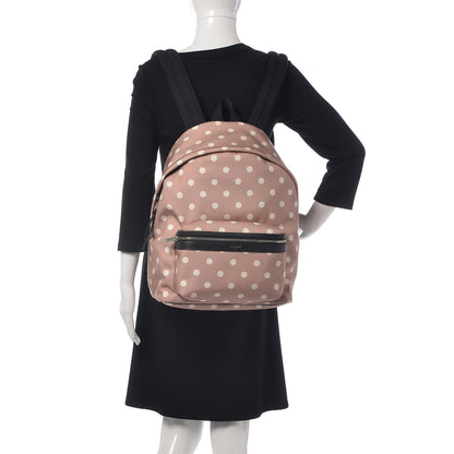 Saint Laurent Canvas Polka Dot Print City Backpack Red Powder 2 of 10