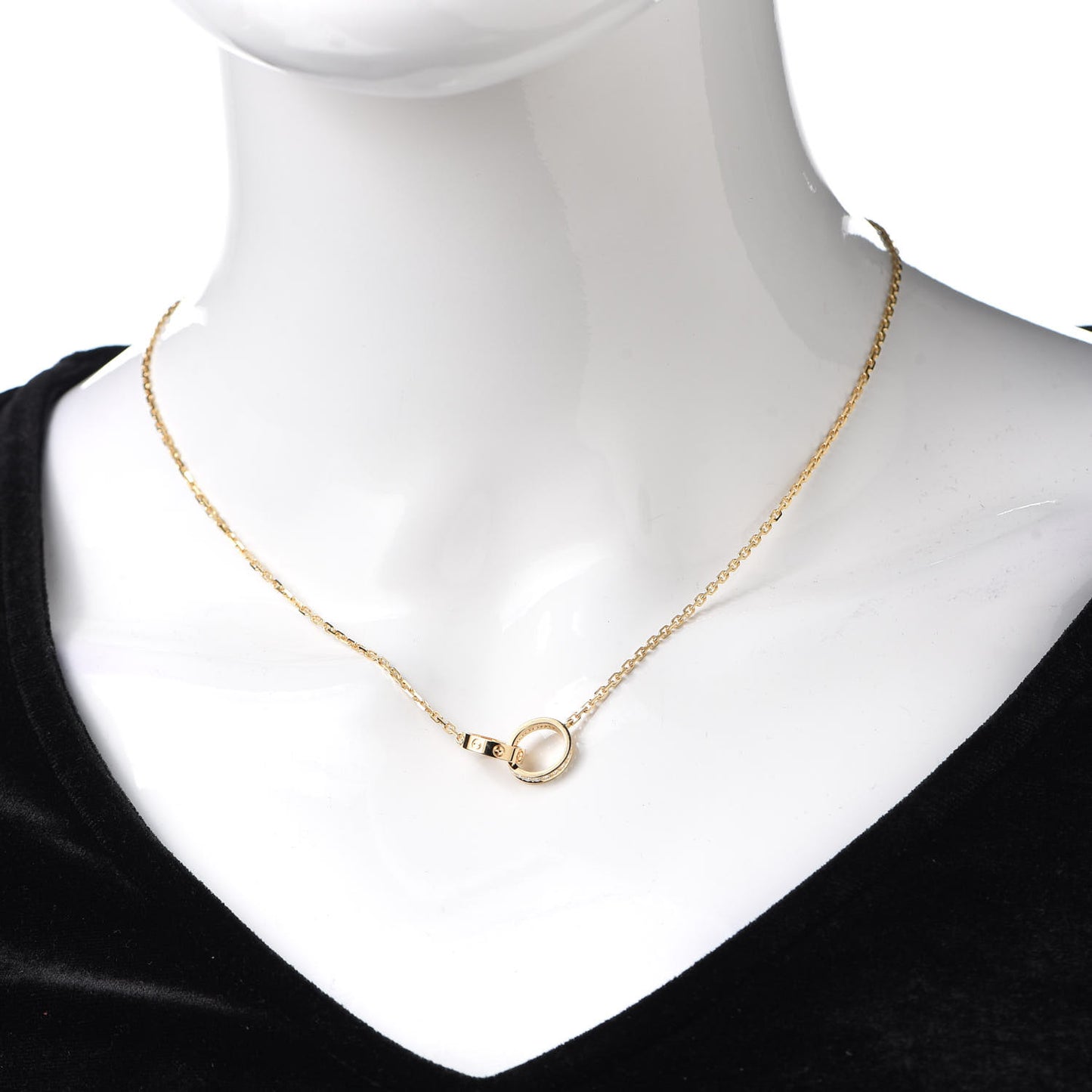 18K Yellow Gold Diamond Interlocking LOVE Necklace