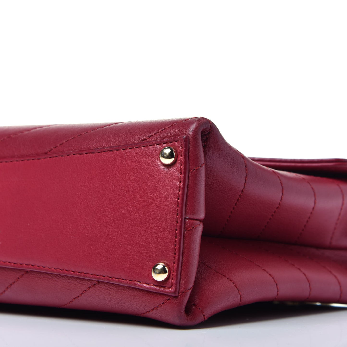 Calfskin Chevron Stitched Small Coco Flap Bag Red