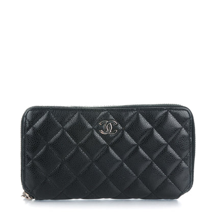 Chanel Glazed Caviar Quilted Large Zip Around Wallet Black 1 of 8