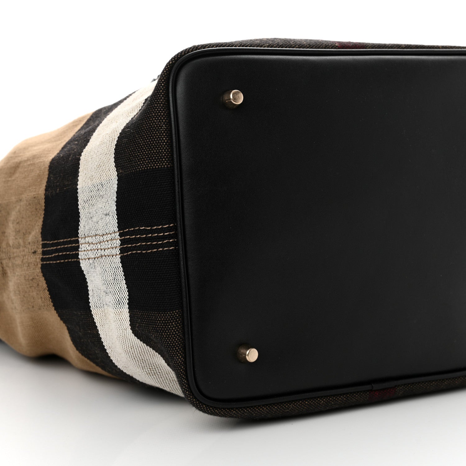 Burberry Grainy Calfskin Canvas Mega Check Medium Ashby Tassel Hobo Black 10 of 13