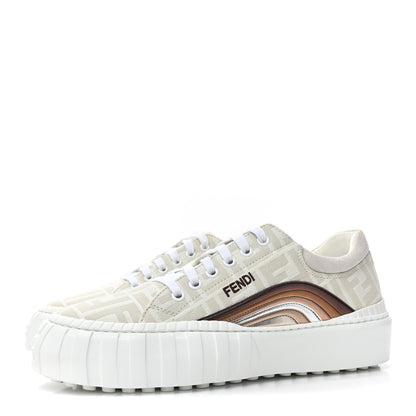 Fendi Fabric Jacquard FF Rainbow Womens Fendi Force Low-Top Sneakers 40.5 Avorio 3 of 10