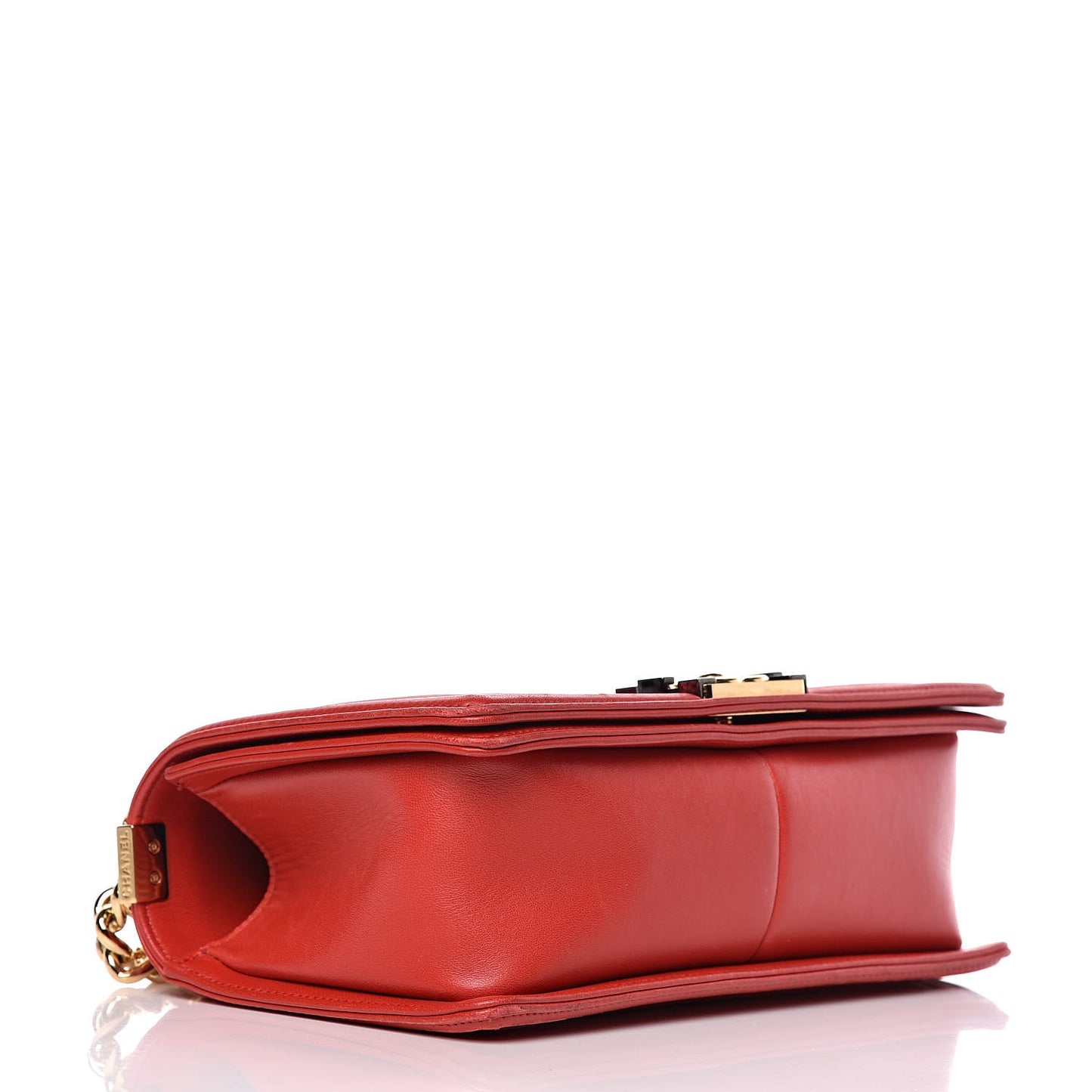 Lambskin Embossed Medium Boy Cube Flap Red