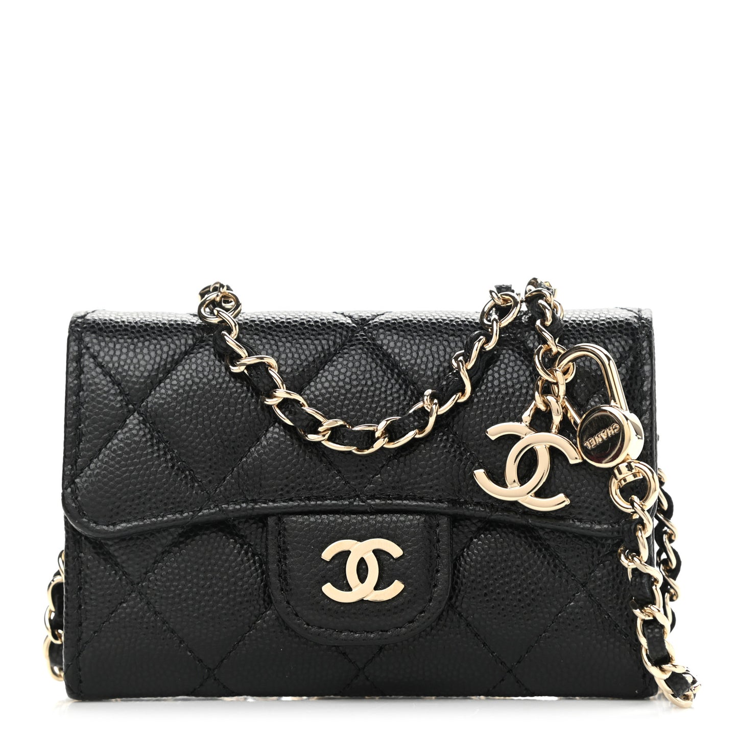 Caviar Quilted Flap Classic Belt Bag Black