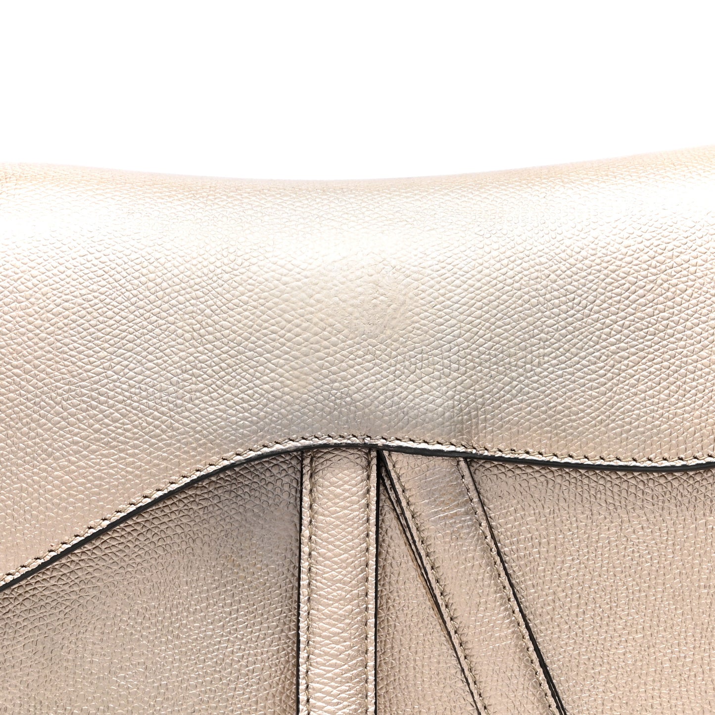 Metallic Grained Calfskin Saddle Bag Gold