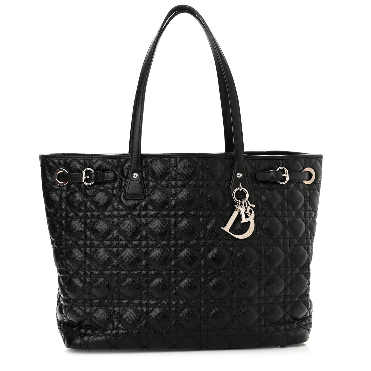 Coated Canvas Cannage Medium Panarea Tote Black