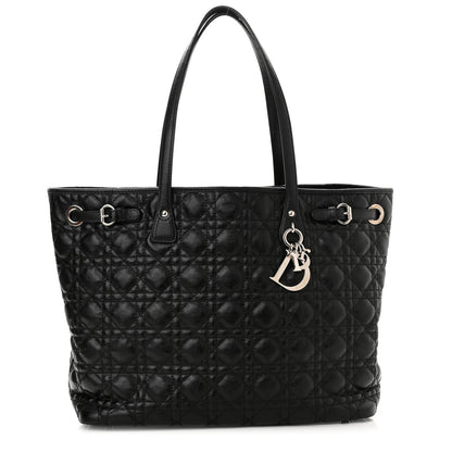 Christian Dior Coated Canvas Cannage Medium Panarea Tote Black 1 of 13