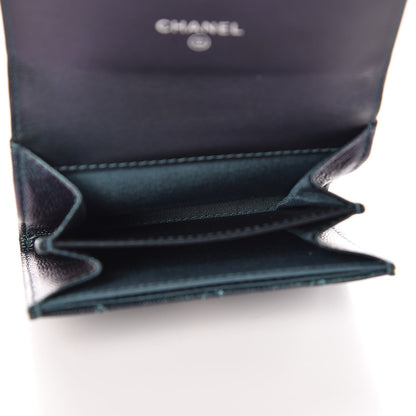 Chanel Iridescent Caviar Quilted Filigree Card Holder Dark Turquoise 5 of 9