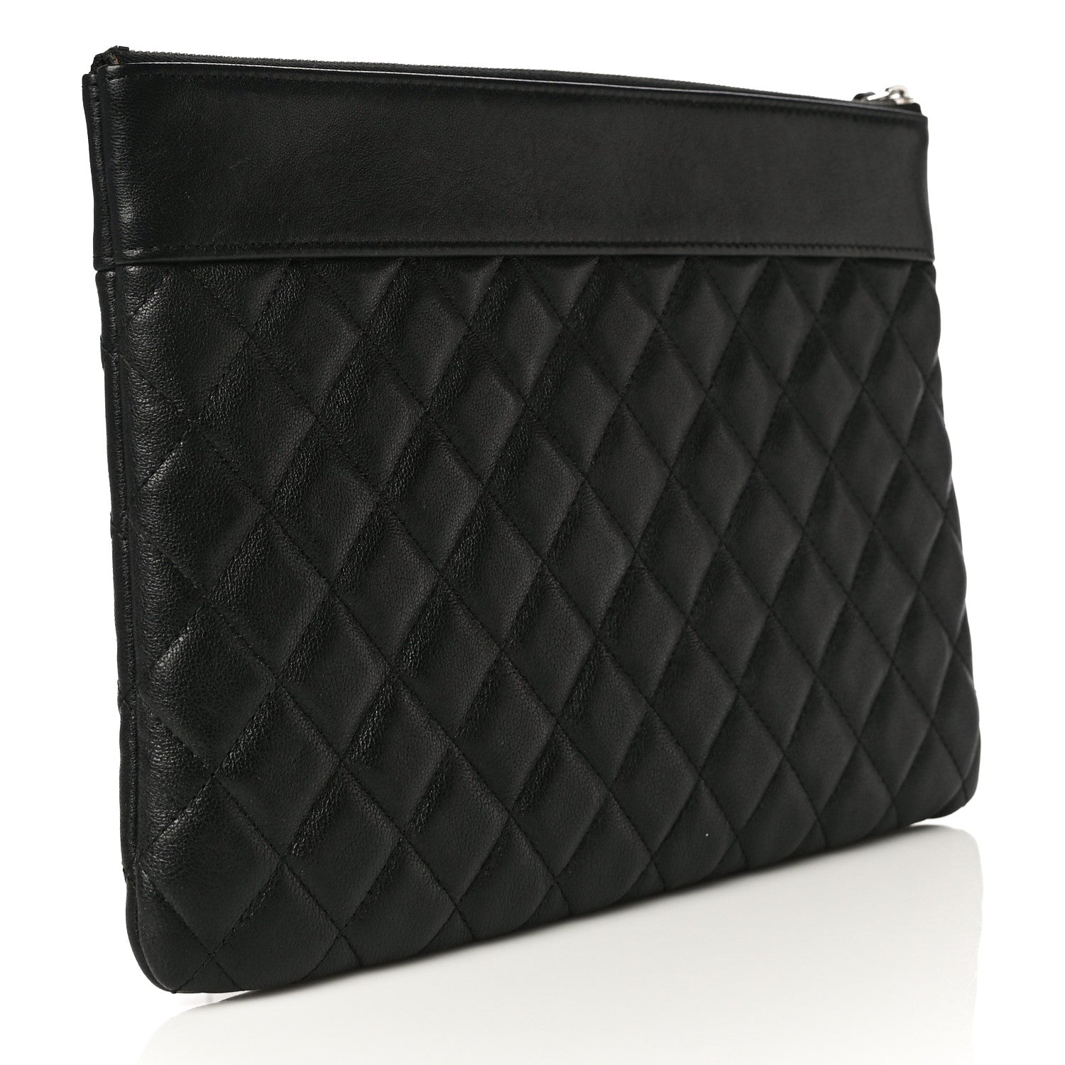 Chanel Sheepskin Quilted Medium Vintage Mademoiselle Cosmetic Case Black 3 of 14