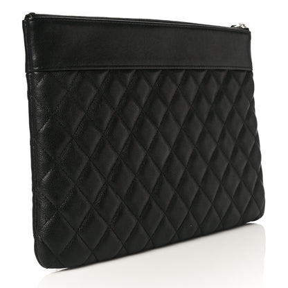 Chanel Sheepskin Quilted Medium Vintage Mademoiselle Cosmetic Case Black 3 of 14