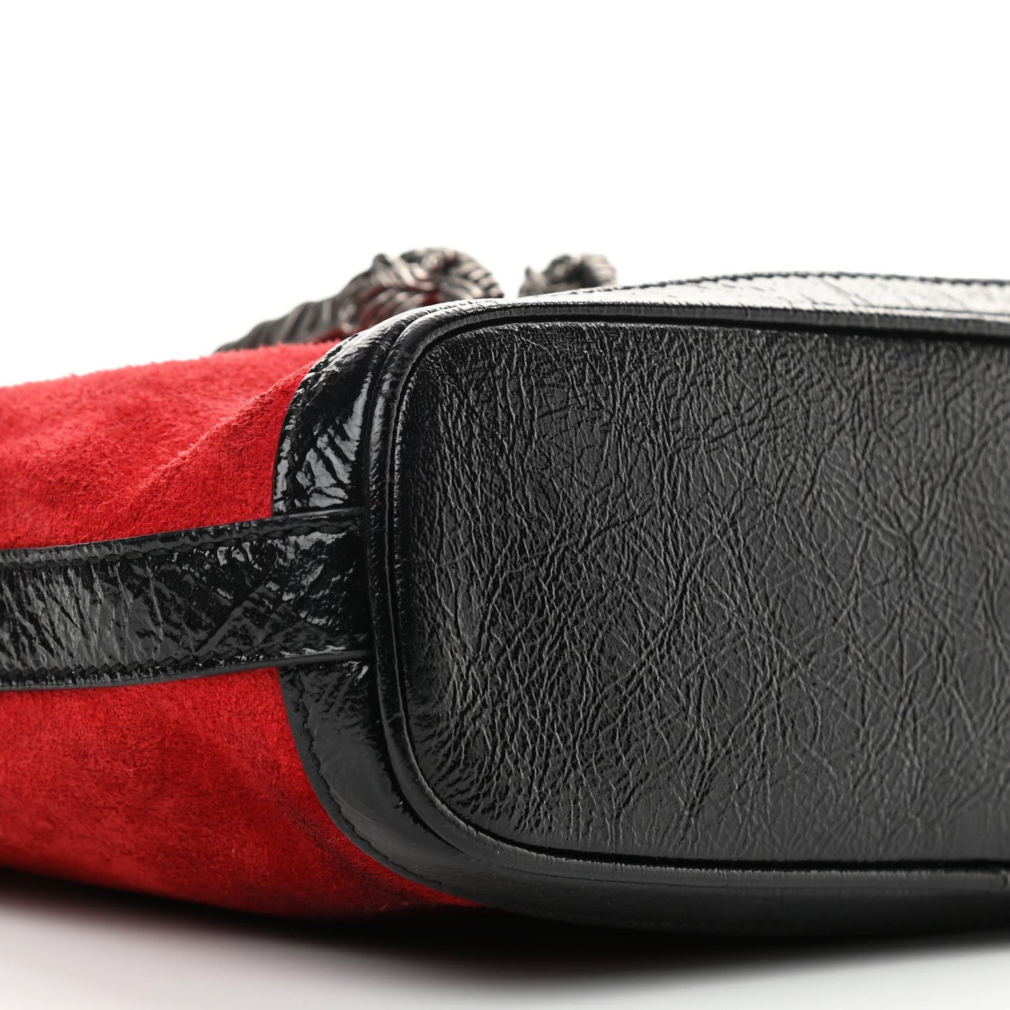 Suede Patent Medium Dionysus Bucket Bag Red