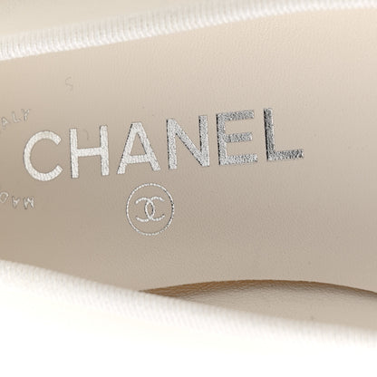 Chanel Lambskin Cap Toe CC Ballerina Flats 37 White Black 8 of 10