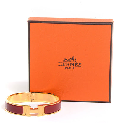 Hermes Enamel Clic Clac H Bracelet Narrow PM China Red 7 of 7